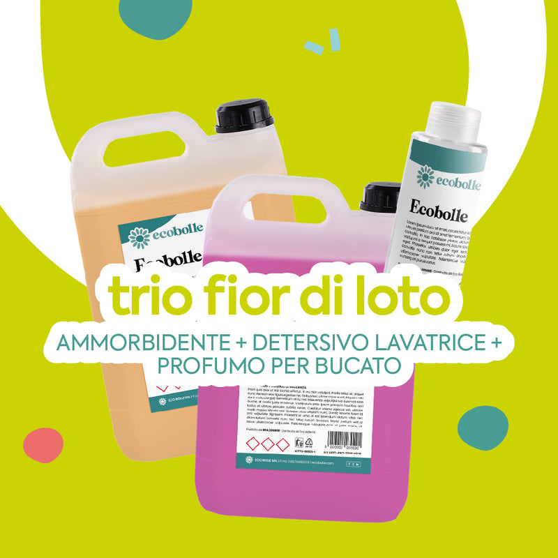 Trio Fior di Loto - Ammorbidente + Detersivo Lavatrice + Profumo per Bucato