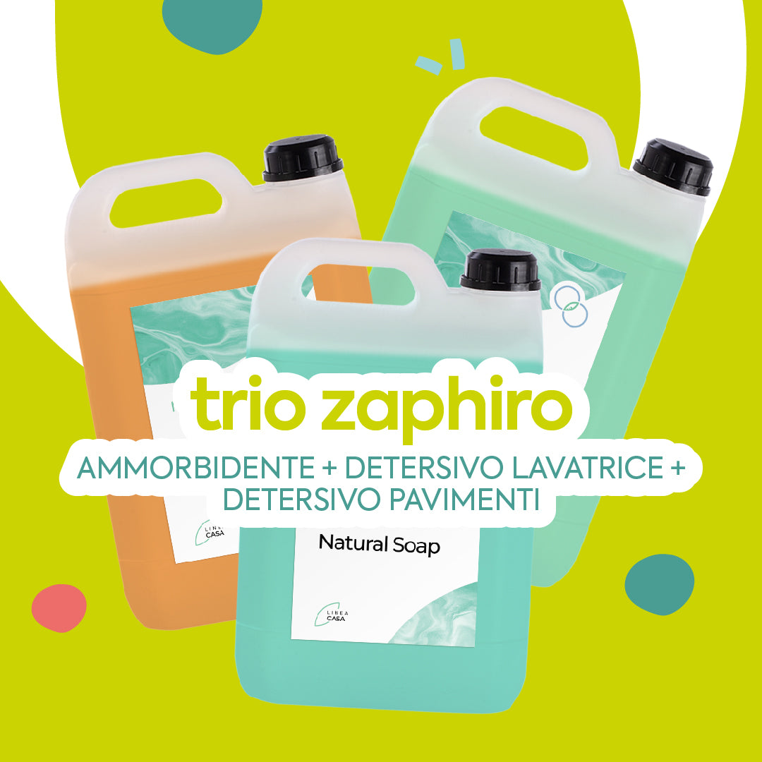 Trio Zaphiro - Ammorbidente + Detersivo Lavatrice + Detersivo Pavimenti